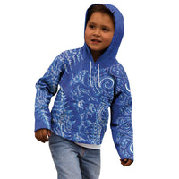 New Zealand Sea Animals Kid Hoodie with Maori Koru Tribal Tattoo and Silver Ferns Aquatic Style