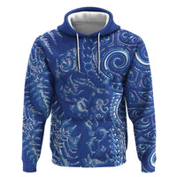 New Zealand Sea Animals Zip Hoodie with Maori Koru Tribal Tattoo and Silver Ferns Aquatic Style