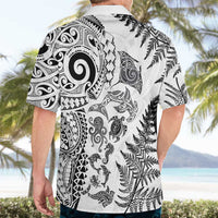 New Zealand Sea Animals Hawaiian Shirt with Maori Koru Tribal Tattoo and Silver Ferns White Color