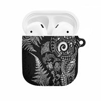 New Zealand Sea Animals AirPods Case with Maori Koru Tribal Tattoo and Silver Ferns Black Color