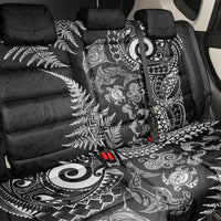 New Zealand Sea Animals Back Car Seat Cover with Maori Koru Tribal Tattoo and Silver Ferns Black Color