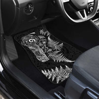 New Zealand Sea Animals Car Mats with Maori Koru Tribal Tattoo and Silver Ferns Black Color