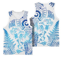 New Zealand Sea Animals Basketball Jersey with Maori Koru Tribal Tattoo and Silver Ferns Galaxy Style