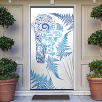 New Zealand Sea Animals Door Cover with Maori Koru Tribal Tattoo and Silver Ferns Galaxy Style