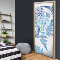 New Zealand Sea Animals Door Cover with Maori Koru Tribal Tattoo and Silver Ferns Galaxy Style