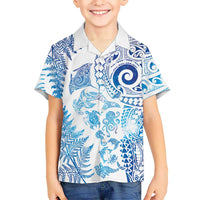 New Zealand Sea Animals Family Matching Mermaid Dress and Hawaiian Shirt with Maori Koru Tribal Tattoo and Silver Ferns Galaxy Style