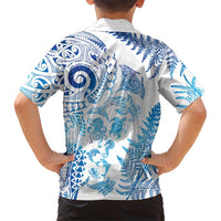 New Zealand Sea Animals Family Matching Off Shoulder Maxi Dress and Hawaiian Shirt with Maori Koru Tribal Tattoo and Silver Ferns Galaxy Style