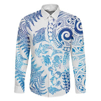 New Zealand Sea Animals Family Matching Off Shoulder Maxi Dress and Hawaiian Shirt with Maori Koru Tribal Tattoo and Silver Ferns Galaxy Style