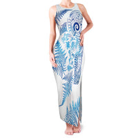 New Zealand Sea Animals Family Matching Tank Maxi Dress and Hawaiian Shirt with Maori Koru Tribal Tattoo and Silver Ferns Galaxy Style