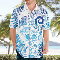 New Zealand Sea Animals Hawaiian Shirt with Maori Koru Tribal Tattoo and Silver Ferns Galaxy Style