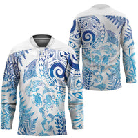 New Zealand Sea Animals Hockey Jersey with Maori Koru Tribal Tattoo and Silver Ferns Galaxy Style