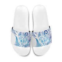 New Zealand Sea Animals Slide Sandals with Maori Koru Tribal Tattoo and Silver Ferns Galaxy Style