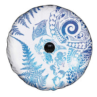 New Zealand Sea Animals Spare Tire Cover with Maori Koru Tribal Tattoo and Silver Ferns Galaxy Style