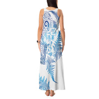 New Zealand Sea Animals Tank Maxi Dress with Maori Koru Tribal Tattoo and Silver Ferns Galaxy Style