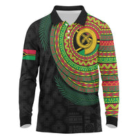 Vanuatu Tribal Tattoo with Namele Leaves Long Sleeve Polo Shirt
