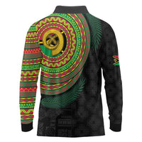 Vanuatu Tribal Tattoo with Namele Leaves Long Sleeve Polo Shirt