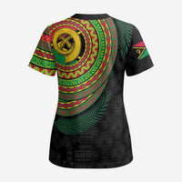 Vanuatu Tribal Tattoo with Namele Leaves Scrub Top - Polynesian Pride