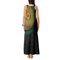 Vanuatu Tribal Tattoo with Namele Leaves Tank Maxi Dress