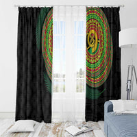 Vanuatu Tribal Tattoo with Namele Leaves Window Curtain