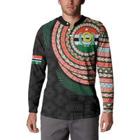 Penama Tribal Tattoo with Namele Leaves Button Sweatshirt