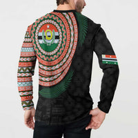 Penama Tribal Tattoo with Namele Leaves Button Sweatshirt