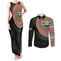 Penama Tribal Tattoo with Namele Leaves Couples Matching Tank Maxi Dress and Long Sleeve Button Shirt
