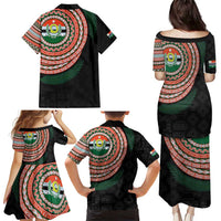 Penama Tribal Tattoo with Namele Leaves Family Matching Puletasi and Hawaiian Shirt