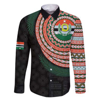 Penama Tribal Tattoo with Namele Leaves Family Matching Short Sleeve Bodycon Dress and Hawaiian Shirt