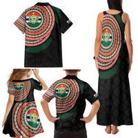 Penama Tribal Tattoo with Namele Leaves Family Matching Tank Maxi Dress and Hawaiian Shirt