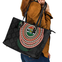 Penama Tribal Tattoo with Namele Leaves Leather Tote Bag
