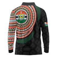 Penama Tribal Tattoo with Namele Leaves Long Sleeve Polo Shirt