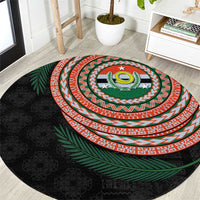 Penama Tribal Tattoo with Namele Leaves Round Carpet