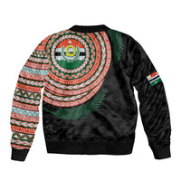 Penama Tribal Tattoo with Namele Leaves Sleeve Zip Bomber Jacket