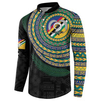 Torba Tribal Tattoo with Namele Leaves Button Sweatshirt