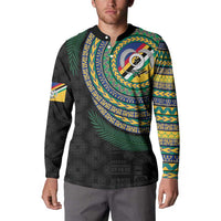 Torba Tribal Tattoo with Namele Leaves Button Sweatshirt