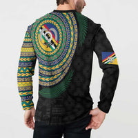 Torba Tribal Tattoo with Namele Leaves Button Sweatshirt
