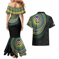 Torba Tribal Tattoo with Namele Leaves Couples Matching Mermaid Dress and Hawaiian Shirt