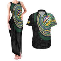 Torba Tribal Tattoo with Namele Leaves Couples Matching Tank Maxi Dress and Hawaiian Shirt