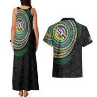 Torba Tribal Tattoo with Namele Leaves Couples Matching Tank Maxi Dress and Hawaiian Shirt