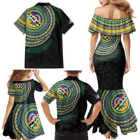 Torba Tribal Tattoo with Namele Leaves Family Matching Mermaid Dress and Hawaiian Shirt