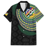 Torba Tribal Tattoo with Namele Leaves Family Matching Off Shoulder Maxi Dress and Hawaiian Shirt