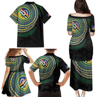 Torba Tribal Tattoo with Namele Leaves Family Matching Puletasi and Hawaiian Shirt