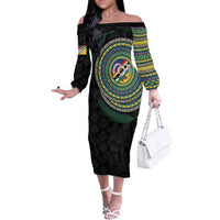 Torba Tribal Tattoo with Namele Leaves Off The Shoulder Long Sleeve Dress