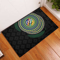 Torba Tribal Tattoo with Namele Leaves Rubber Doormat