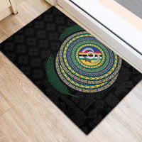 Torba Tribal Tattoo with Namele Leaves Rubber Doormat