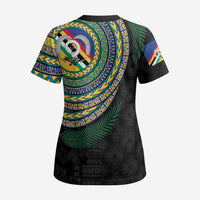 Torba Tribal Tattoo with Namele Leaves Scrub Top - Polynesian Pride