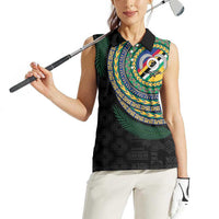 Torba Tribal Tattoo with Namele Leaves Women Sleeveless Polo Shirt