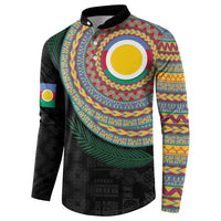 Shefa Tribal Tattoo with Namele Leaves Button Sweatshirt