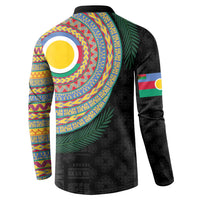 Shefa Tribal Tattoo with Namele Leaves Button Sweatshirt