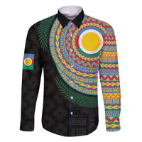 Shefa Tribal Tattoo with Namele Leaves Family Matching Off Shoulder Short Dress and Hawaiian Shirt